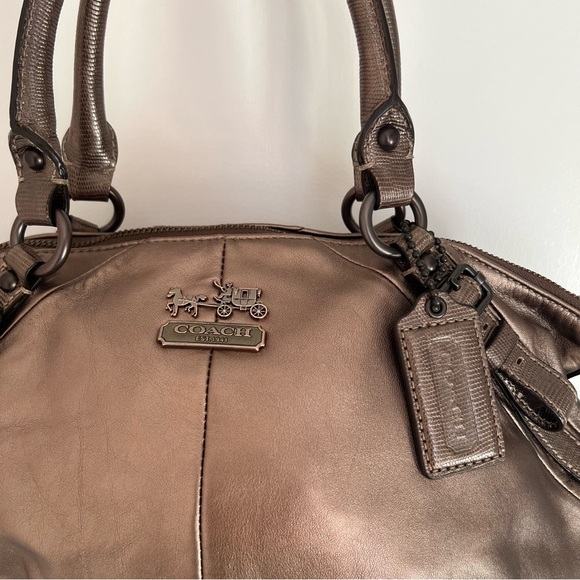 COACH Madison Sophia Satchel Purse Bag Metallic Pewter 15960 Vintage Stagecoach - Picture 6 of 13